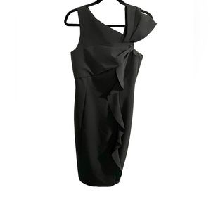 NWOT VINCE CAMUTO Black Sleeveless Midi Dress with a Bow and Ruffle